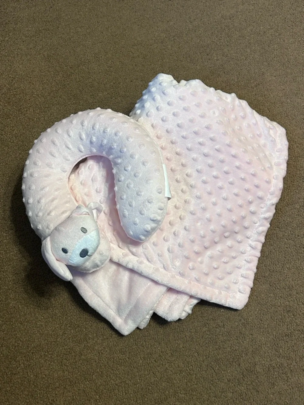 Soft Pink Baby Blanket & Neck Pillow Set - Picture 1 of 5